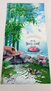 Tranh dán tường spa VTC Cây trúc và nước chảy ZTU-Vol 3  (123) kim sa nhiều mẫu và kích thước