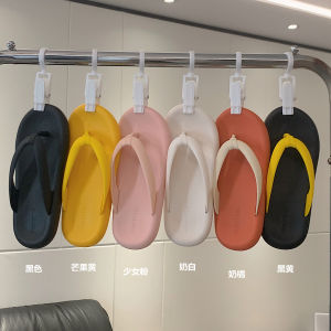 Womens Thin Flip-Flops Summer Fashion Outwear Internet Celebrity Non Slip Soft Bottom Bath Flat Bottom Flip-Flops Slippers Beach Shoes