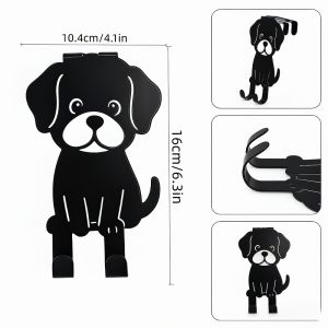 CIFBUY Cute Black Puppy Iron Metal Door Back Hanger No-Drill Multi-Use Hanging Decor