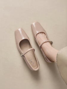 Josiny | Shallow French Mary Jane Flats Coarse Heel