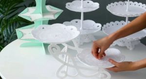 Plastic Dessert Cake Tray Rectangular Small Delicate White Lace Set Tray Afternoon Tea Tea Break Cake Dessert Tray甜品蛋糕托盘