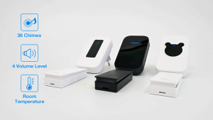 Wireless Doorbell With 38 Chimes 4 Volume Levels Self-powered Waterproof Home UK Plugs Temperature Indication