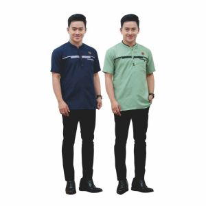 PAKET MURAH 2 PC//BAJU MUSLIM KOKO KURTA DEWASA KOMBINASI LIS DADA// lengan pendek//BAHAN 100%KATUN