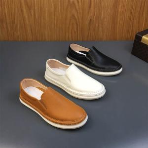 Spring Autumn Mens Slip-On Loafers Genuine Leather Casual Versatile Top Layer Cowhide White Breathable Board Shoes
