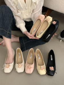 New Chinese Style Fairy Pink Single Shoes Womens Spring Autumn 2025 New Summer Retro Skirt Commuting Shoes Square Head Flats
