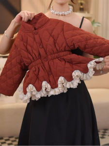 Elegant and Warm Padded Jacket Floral Edging 2-in-1 Effect