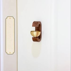 Bel Lonceng Pintu Rumah Toko Bel Pintu Kayu Walnut Lonceng Angin Kuningan Dekorasi