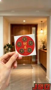 Five Emperor Coins Decor Sticker Resolve Door‑to‑Door ,Repel Negative Energy Attract Wealth Blessing