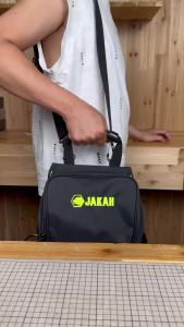 JAKAH Professional Electricians Tool PouchMulti-pocket Ergonomic Rubber Handle Padded Shoulder Strap Black Green JK-208