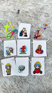 Pouch Rosario Serut Organizer Hadiah Edisi Kristen Katolik Luce Gereja Yubeleum Bunda Maria Kristiani