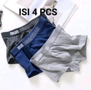 PAKET ISI 4PCS CELANA DALAM BOXSER PRIA BHAN KATUN SEPANDEX KARET ELASTIS ENAK DIPAKE