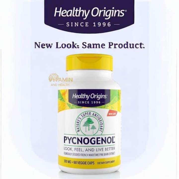 สารสกัดเปลือกสน Healthy Origins, Pycnogenol, 100 Mg, 60 Veggie Caps ...