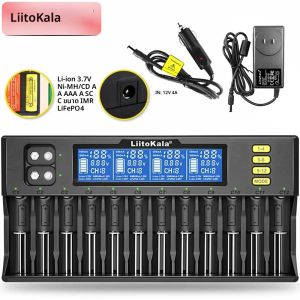 LiitoKala Lii-S12 Smart Charger 12-Bay สําหรับ AA AAA Ni-MH Ni-Cd แบตเตอรี่พร้อมจอแสดงผล LCD การตรวจจับอัตโนมัติและการป้องกันความปลอดภัย