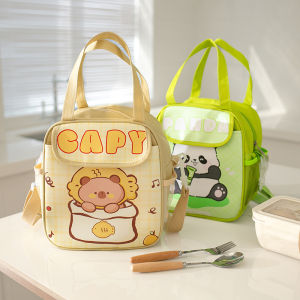 Cute Cartoon Portable Lunch Box Bag Childrens Student Insulated Bag with Handheld Bento Bag Nordic Style Family Storage Bag