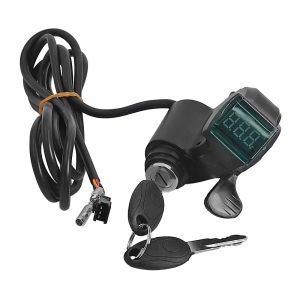 Thumb Throttle Voltmeter Digital Voltage LCD Display Switch Power with Key Lock Electric Bicycle Accessory for Electric Scooter