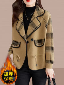 Áo Khoác Len Kẻ Caro Hai Mặt Dày Cho Nữ Phong Cách Hàn Quốc Thường Ngày Mùa Đông 2024 Áo Khoác Ngoài Mềm Mại Thoải Mái