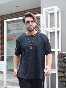 2024 Summer Mens Fashion High end Loose Casual Printing Letter Breathable Quick Drying Simple and Versatile Round Neck Short Sleeve T-shirt