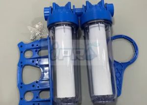 AQUA 10" Double Stages Filter Housing 3/4" Brass Pipe Thread with PP Sediment CTO Filter Set