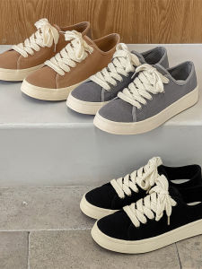 Black Retro Canvas Shoes for Men Breathable Casual Slip-On round Toe Flat Heel Korean Style Youth Summer Rubber Outsole