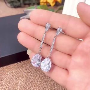 Huitan Temperament Bridal Wedding Earrings Luxury Cubic Zirconia Crystal Aesthetic Womens Dangle Earrings Eternity Love Jewelry