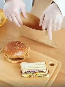 Kraft Greaseproof Paper Bag Sandwich Donuts Bag Disposable Snack Pancake Paper Bag French Fries Wrapper Bag