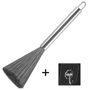 แปรงล้างจาน แปรงล้างจาน เหล็กกล้าไร้สนิม 304แปรงทําความสะอาด ฝอยขัดหม้อมีด้ามจับ สารพัดประโยชน์ฝอยขัดหม้อสแตนเลส สำหรับทำความสะอาดห้