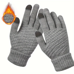 Mens and Womens Winter New Minimalist Knitted Gloves with Mobile Touch Screen Operation Thick and Warm Outdoor Gloves