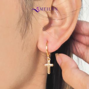 MEILYN Anting Jurai Lapis Emas Motif Salib Cross Pendant Perhiasan 18K All Series