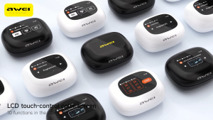 Awei TP97 Wireless Earphones UV Sterilization Bluetooth V5.3 Hi-Res Bass Music Earbuds Noise Reduction In Ear Low Latency Gaming Earphones LCD Touch Control EQ Spatial Sound Effect Selection Headset With Mic IPX6 WaterProof