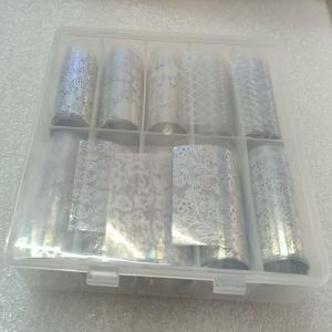 10 Cuộn Mỗi Hộp Nhãn Dán Chuyển Nhiệt Bằng Giấy Bạc Dùng Cho Trang Trí Móng Tay Giấy Bạc Làm Đẹp Nhiều Màu Sắc Mỗi Cuộn 30cm