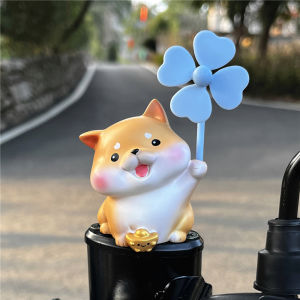 Electric Yellow Duck Car Ornament Bicycle Bottle Car Motorcycle Helmet Decorations Corgi Shiba Inu Cute Windmill
