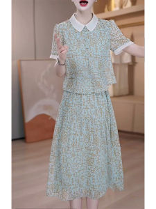 GUBODUO | Short Sleeve Collared Faux-layered Flower Print Dress
