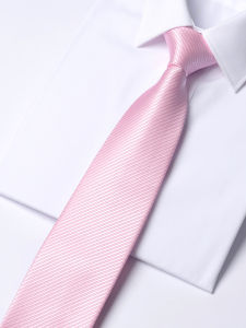 Romguest | Pink Plain Zippered Tie for Wedding Business Suits