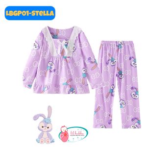 [LIL BUBBA] PURE COTTON KIDS PYJAMAS GIRL RUFFLE LACE SLEEPWEAR