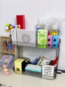 HW099- Bathroom Storage Rack Toilet 2Layer Cosmetics Storage Box Washstand Organizer Desktop Skincare Storage Rack Display Stand