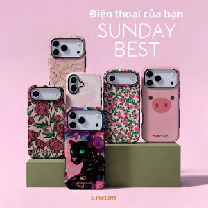 Potdemiel | Ốp Điện Thoại iPhone Hoa Mẫu Đơn Hồng 2 Trong 1 Sang Trọng Chống Sốc Chống Xước Chất Liệu TPU Mềm Có Khóa Từ Tính