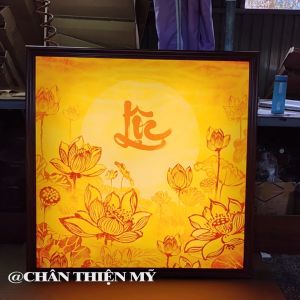 Đèn Hào Quang Chữ Lộc In Tranh Trúc Chỉ Vuông Trang Trí Phòng Thờ Bàn Thờ Treo Tường TC-TV-76