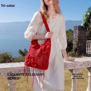 3COLOUR·S | Floral 3D Mesh Crochet Bag