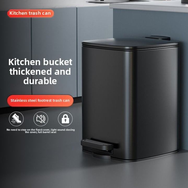 Large Capacity Kitchen Bathroom Stainless Steel Foot Pedal Trash Can ...