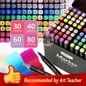 30/40/60/80 Colors Twin Tip Comic Marker Pen Set (Chisel Tip Fine Tip) Blending/Drawing/Coloring Beginner & Art Hobby