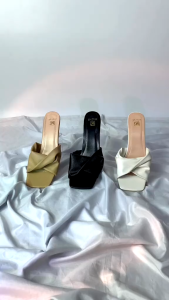 Korean Fashion Square Toe High Heel Sandals Slip-On Casual High Heels For Women