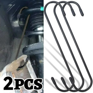ตะขอทรงกระบอกเบรครถคาลิปเปอร์รถตะขอแขวนรูปตัว S ผ้าเบรกอุปกรณ์ทดแทนเครื่องมือซ่อมแซมเสริมอัดลูกสูบ2ชิ้น