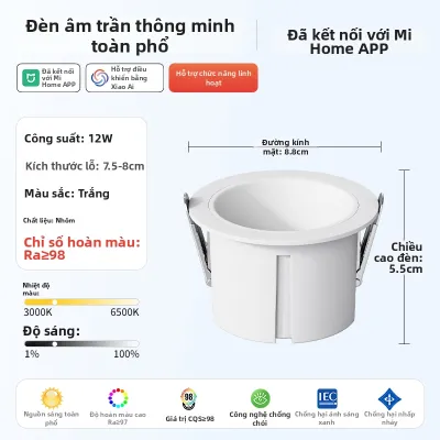 TONGZHIGUANG | Đèn Spotlight Recessed Chống Lóa Toàn Dải Điều Chỉnh Thông Minh