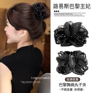 Elegant Black Flower Hair Clip Womens High-End Fashion Princess Bun Hair Accessories Lewis Paris Stylish Hair Grips