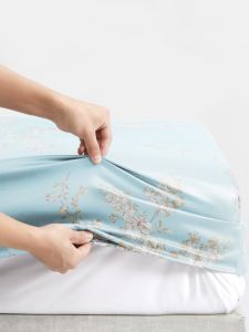 Pure Cotton Bed Canopy Single Piece Pillowcase Print Anti-slip Three-piece Set Queen Size Bed Cover Full Cotton Protective Slipcover