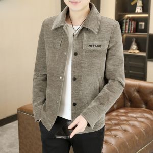 HENGYUANXIANG | Hengyuanxiang 2025 New Style Mens Slim Fit Jacket Collar Spring Autumn Fashion Casual Polyester Fiber Long Sleeve Single Button