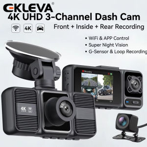 EKLEVA 3-Channel Dash Cam 4K Ultra HD Front Camera with WiFi APP Control 2.0" IPS Wide Angle Car Dashboard Camera for Taxi Uber