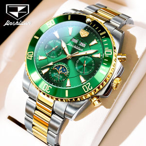 JSDUN watch for men waterproof 2023 top luxury mens automatic mechanical watch stainless steel waterproof dual calendar display luminous light multifunctional fashionable green water ghost dial design classic business mechanical mens watch