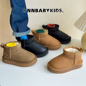 K-style Childrens Snow Boots Winter Boy Velvet Short Boots Slip-on Girl Insulated Cotton-Padded Shoes Baby Waterproof Cotton Boots