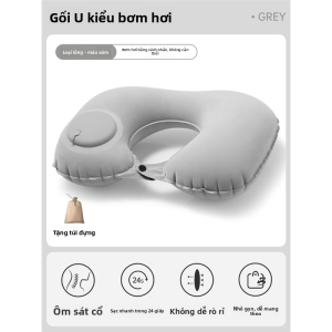 MONLEYTA | Đệm U Inflatable Đồ ngủ du lịch cầm tay Đệm xe lửa dài ngày Máy bay Đệm cổ Đệm U ép nút Đệm du lịch
